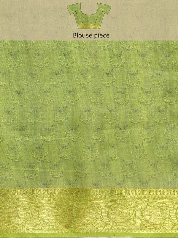 Gray Munga Silk Digital Print Floral Saree with Unstitched Blouse - Hiral Fashion