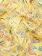 Yellow Munga Silk Digital Print Floral Saree with Unstitched Blouse - Hiral Fashion