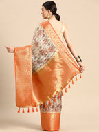 Multicolor Munga Silk Digital Print Abstract Saree with Unstitched Blouse - Hiral Fashion