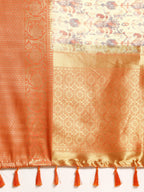 Multicolor Munga Silk Digital Print Abstract Saree with Unstitched Blouse - Hiral Fashion