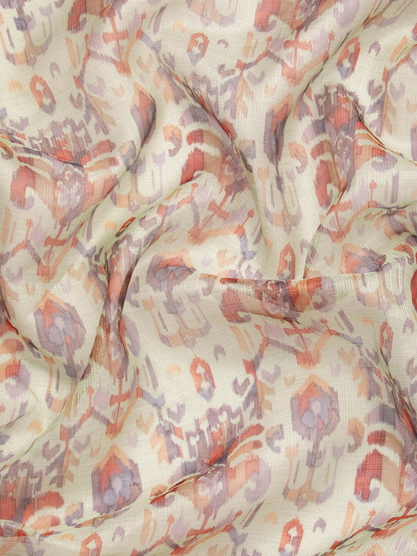 Multicolor Munga Silk Digital Print Abstract Saree with Unstitched Blouse - Hiral Fashion