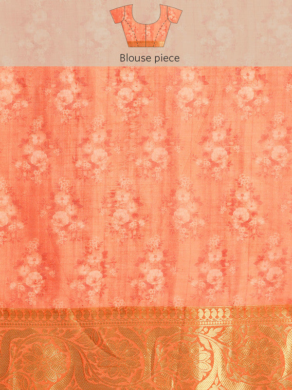 Multicolor Munga Silk Digital Print Abstract Saree with Unstitched Blouse - Hiral Fashion