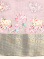 Rust Munga Silk Digital Print Animal Print Saree with Unstitched Blouse - Hiral Fashion