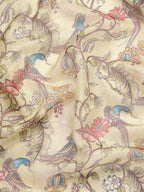 Beige Munga Silk Digital Print Kalamkari Saree with Unstitched Blouse - Hiral Fashion