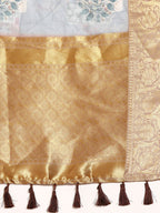 Gray Munga Silk Digital Print Kalamkari Saree with Unstitched Blouse - Hiral Fashion