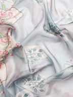 Gray Munga Silk Digital Print Kalamkari Saree with Unstitched Blouse - Hiral Fashion