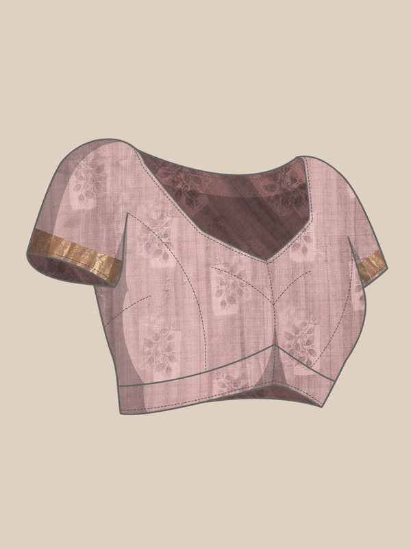 Gray Munga Silk Digital Print Kalamkari Saree with Unstitched Blouse - Hiral Fashion