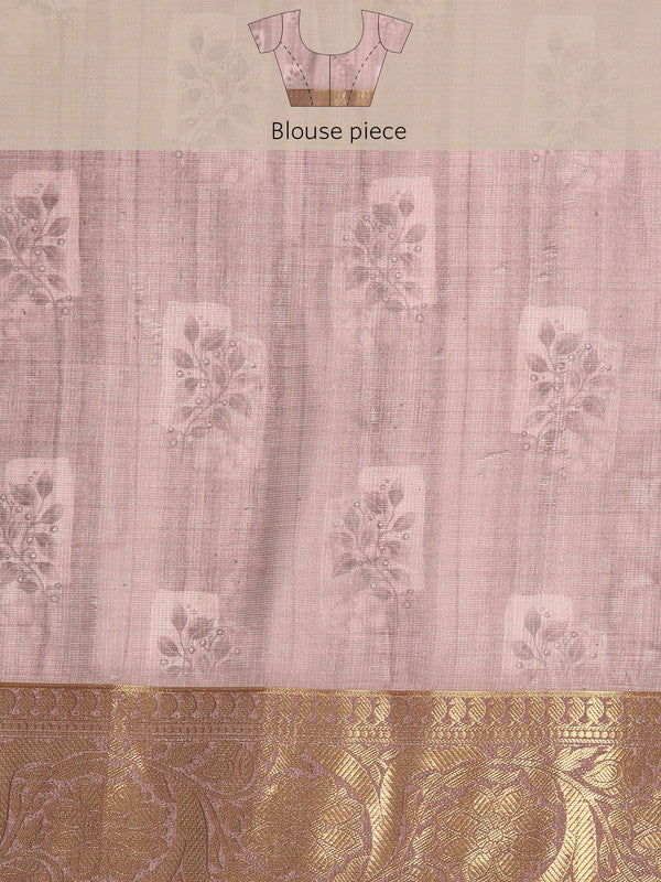 Gray Munga Silk Digital Print Kalamkari Saree with Unstitched Blouse - Hiral Fashion