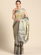 Olive Munga Silk Digital Print Kalamkari Saree with Unstitched Blouse - Hiral Fashion