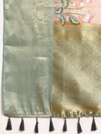 Peach Munga Silk Digital Print Animal Print Saree with Unstitched Blouse - Hiral Fashion
