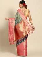 Green Munga Silk Digital Print Animal Print Saree with Unstitched Blouse - Hiral Fashion