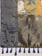 Mustard Munga Silk Digital Print Animal Print Saree with Unstitched Blouse - Hiral Fashion