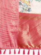 Off White Munga Silk Digital Print Animal Print Saree with Unstitched Blouse - Hiral Fashion