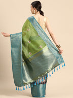 Olive Munga Silk Digital Print Animal Print Saree with Unstitched Blouse - Hiral Fashion