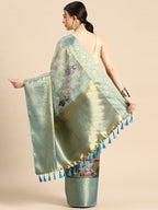 Green Munga Silk Digital Print Animal Print Saree with Unstitched Blouse - Hiral Fashion