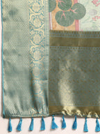 Green Munga Silk Digital Print Animal Print Saree with Unstitched Blouse - Hiral Fashion
