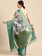 Gray Munga Silk Digital Print Animal Print Saree with Unstitched Blouse - Hiral Fashion
