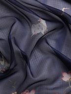 Navy Blue Munga Silk Digital Print Animal Print Saree with Unstitched Blouse - Hiral Fashion