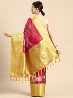Red Munga Silk Digital Print Animal Print Saree with Unstitched Blouse - Hiral Fashion