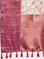 Beige Munga Silk Digital Print Animal Print Saree with Unstitched Blouse - Hiral Fashion