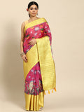 Pink Munga Silk Digital Print Animal Print Saree with Unstitched Blouse - Hiral Fashion