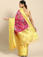 Pink Munga Silk Digital Print Animal Print Saree with Unstitched Blouse - Hiral Fashion