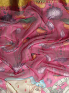 Pink Munga Silk Digital Print Animal Print Saree with Unstitched Blouse - Hiral Fashion