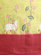 Olive Munga Silk Digital Print Animal Print Saree with Unstitched Blouse - Hiral Fashion