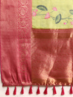 Olive Munga Silk Digital Print Animal Print Saree with Unstitched Blouse - Hiral Fashion