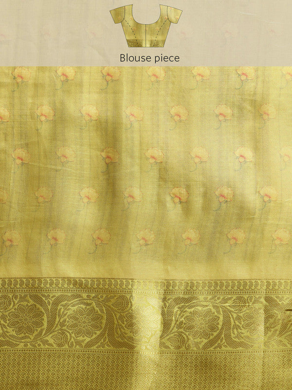 Olive Munga Silk Digital Print Animal Print Saree with Unstitched Blouse - Hiral Fashion