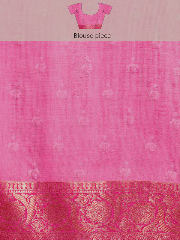 Navy Blue Munga Silk Digital Print Floral Saree with Unstitched Blouse - Hiral Fashion