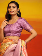 Multicolor Silk Blend Woven Zari Design Abstract Saree with Unstitched Blouse - Hiral Fashion