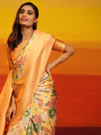 Multicolor Silk Blend Woven Zari Design Floral Saree with Unstitched Blouse - Hiral Fashion