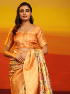 Multicolor Silk Blend Woven Zari Design Floral Saree with Unstitched Blouse - Hiral Fashion