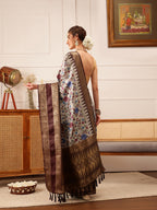 Hiral Fashion Beige Kanjivaram Soft Silk Floral Digital Print Saree