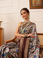 Hiral Fashion Beige Kanjivaram Soft Silk Floral Digital Print Saree
