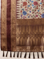 Hiral Fashion Beige Kanjivaram Soft Silk Floral Digital Print Saree