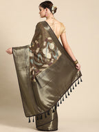 Multicolor Kanchipuram Silk Digital Print Floral Saree with Unstitched Blouse - Hiral Fashion