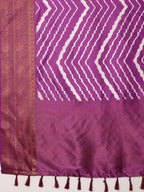 Lavender Silk Blend Digital Print Striped Saree with Unstitched Blouse - Hiral Fashion