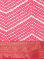 Pink Silk Blend Digital Print Striped Saree with Unstitched Blouse - Hiral Fashion