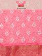 Pink Silk Blend Digital Print Striped Saree with Unstitched Blouse - Hiral Fashion