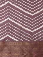 Purple Silk Blend Digital Print Striped Saree with Unstitched Blouse - Hiral Fashion