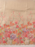 Hiral Fashion Beige Kota Doria Tissue Silk Floral Digital Print Saree