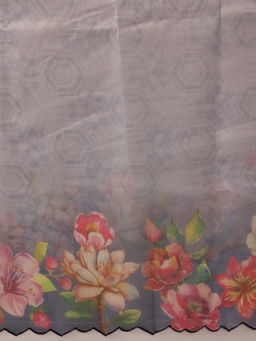 Hiral Fashion Blue Kota Doria Tissue Silk Floral Digital Print Saree