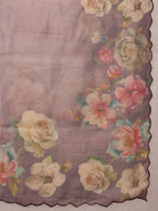 Hiral Fashion Lavender Kota Doria Tissue Silk Floral Digital Print Saree