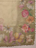 Hiral Fashion Olive Kota Doria Tissue Silk Floral Digital Print Saree