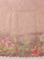 Hiral Fashion Peach Kota Doria Tissue Silk Floral Digital Print Saree