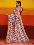 Pink Silk Blend Woven Zari Design Striped Saree with Unstitched Blouse - Hiral Fashion