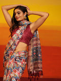 Pink Silk Blend Woven Zari Design Striped Saree with Unstitched Blouse - Hiral Fashion