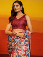 Pink Silk Blend Woven Zari Design Striped Saree with Unstitched Blouse - Hiral Fashion